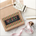 Adesivo Retangular Leopardo do Natal Moderno Imprime Greve Verde Verm<br><div class="desc">Moderno Feliz Natal Leopardo Imprime Design de Padrões Verdes Vermelhos!</div>