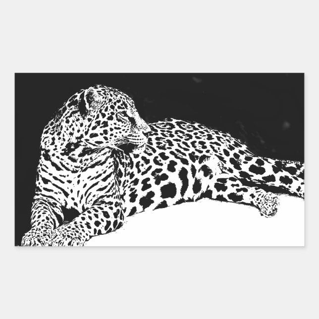 Adesivo Retangular Leopardo Preto e Branco (Frente)