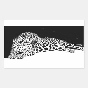 Adesivo Retangular Leopardo Preto e Branco