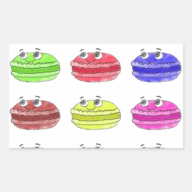 Adesivo Retangular Les Macarons — Cartoon (Frente)