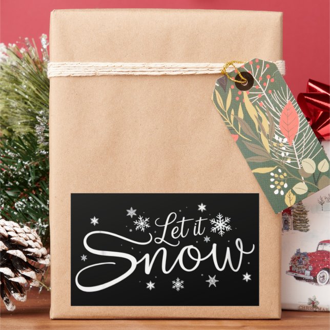 Adesivo Retangular Let It Snow Lover Snowflake Holiday Merry Xmas  (Feriado)