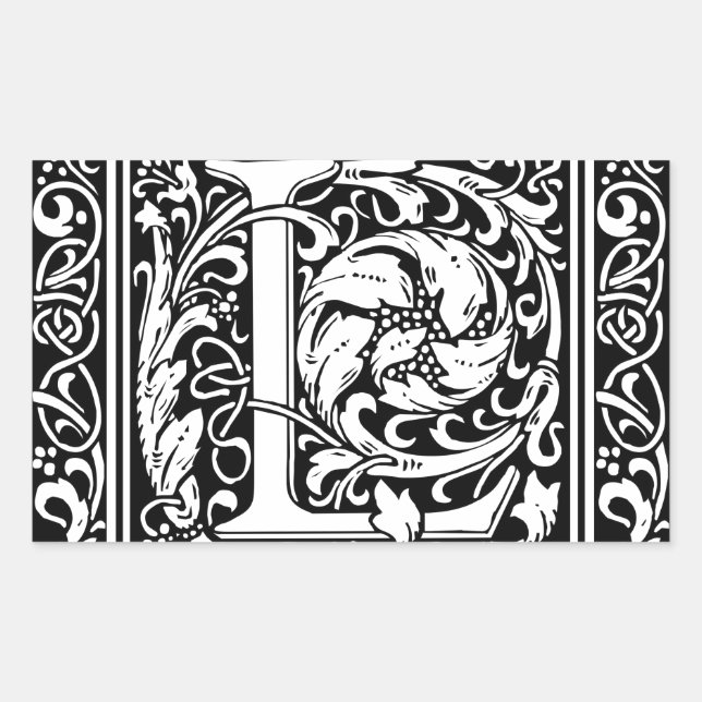 Adesivo Retangular Letra L Monograma Medieval Arte Nova (Frente)