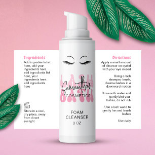 Adesivo Retangular Letra Retro Rosa Lash Bath Shampoo Envolvido