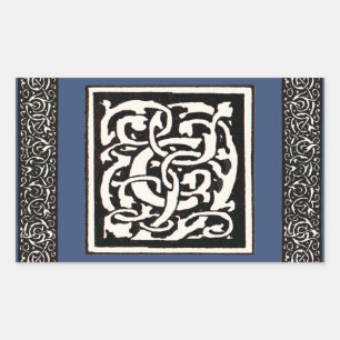 Adesivo Retangular Letra Vintage Monograma C Art Nouveau