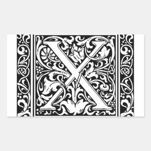 Adesivo Retangular Letra X Monograma Medieval Arte Nova
