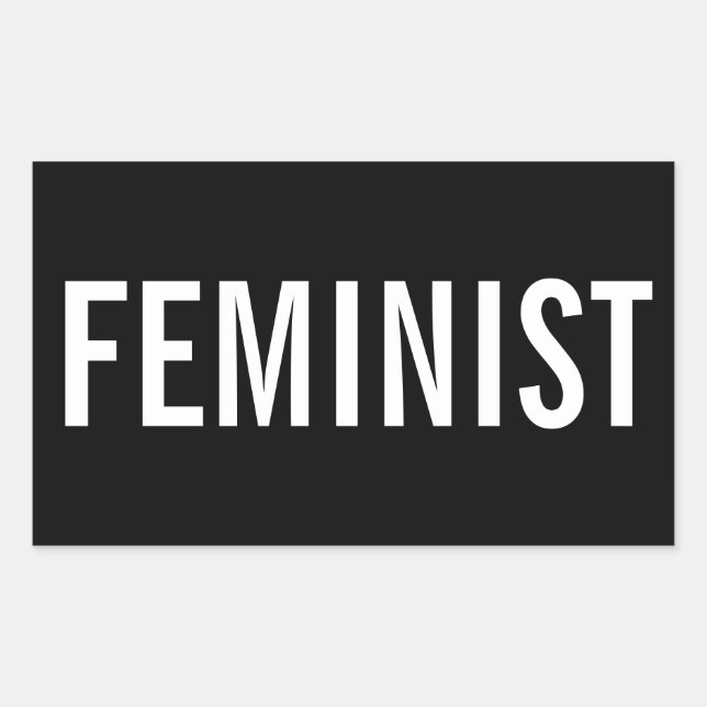 Adesivo Retangular Letras brancas feministas, arrojadas, sobre adesiv (Frente)