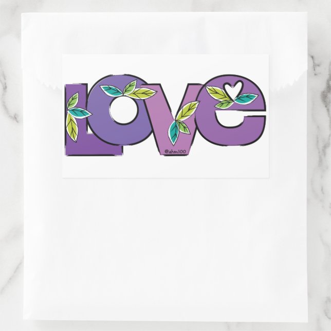 Adesivo Retangular Let's Plant Love in The World (Bolsa)