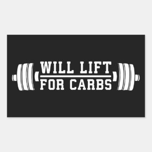 Adesivo Retangular Levantará Carbs - Engraçado Workout Novelty