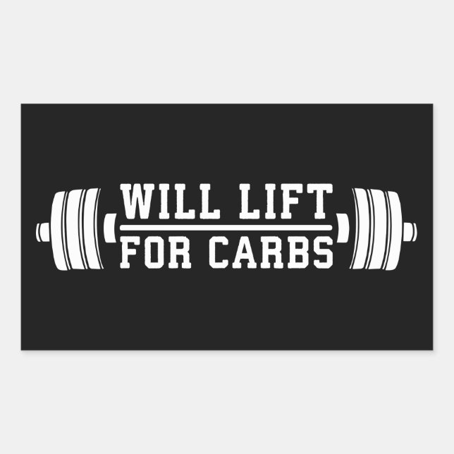 Adesivo Retangular Levantará Carbs - Engraçado Workout Novelty (Frente)