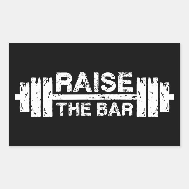 Adesivo Retangular Levante O Bar, Barbell - Gym Workout Inspirational (Frente)