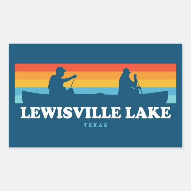 Adesivo Retangular Lewisville Lake Texas Canoe (Frente)