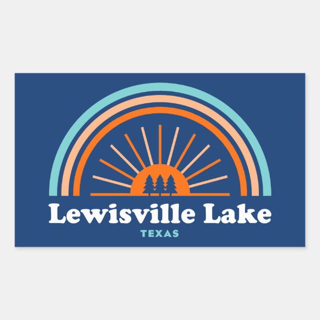 Adesivo Retangular Lewisville Lake Texas Rainbow (Frente)