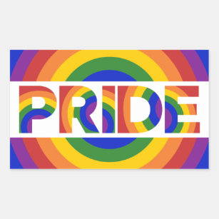 Adesivo Retangular LGBT Orgulho Geométrico Arco-Íris Bullseye
