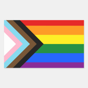 Adesivo Retangular LGBTQ & Orgulho - Bandeira do Progresso Arco-íris