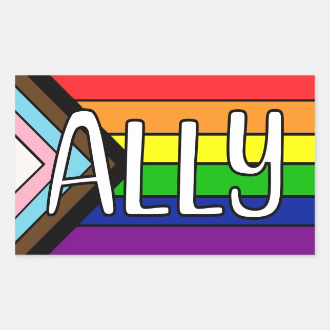 Adesivo Retangular LGBTQIA+ Ally | Sinalizador arco-íris (Frente)