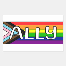 Adesivo Retangular LGBTQIA+ Ally | Sinalizador arco-íris