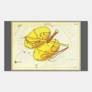 Adesivo Retangular Libra Escala Espelho da Constelação de Vintage Ura