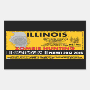 Adesivo Retangular Licença Illinois da caça do zombi