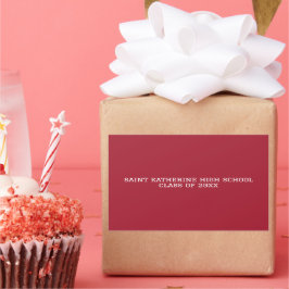 Adesivo Retangular Licenciatura em ano escolar vermelho personalizado