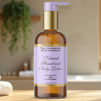 Adesivo Retangular Light Purple & Gold Foil Cosmetics Bottle Label