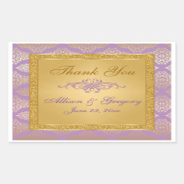 Adesivo Retangular Lilac, FAUX Glitter, Damask Candy Buffet Sticker