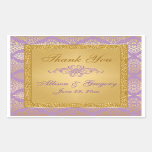 Adesivo Retangular Lilac, FAUX Glitter, Damask Candy Buffet Sticker