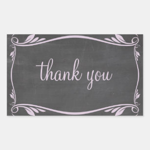 Adesivo Retangular Lilac Flourish Chalkboard Obrigado Stickers