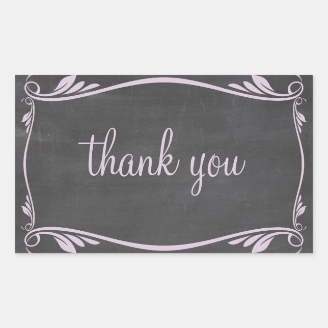 Adesivo Retangular Lilac Flourish Chalkboard Obrigado Stickers (Frente)