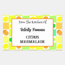 Adesivo Retangular Limão, Lima e Laranjas Frutas Cítricas Editável