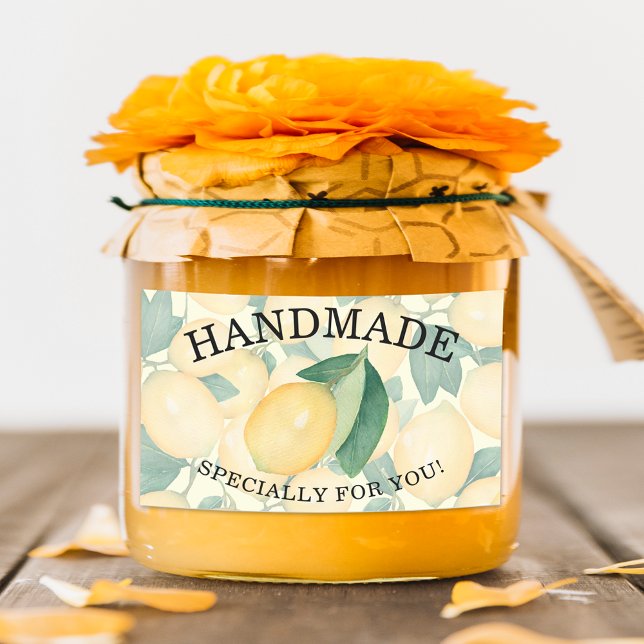 Adesivo Retangular Limões Rústicos Aquarela Folhas Vegetação FEITO À  (Lemons and leaves personalized HANDMADE specially for You stickers)