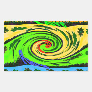 Adesivo Retangular Lindas e maravilhosas cores flóricas de onda de ve