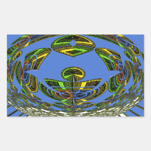 Adesivo Retangular Lindo Vetor Étnico Tradicional Africano Azul