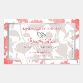 Adesivo Retangular Lindos Rótulos de Produto de Padrão Floral Branco 