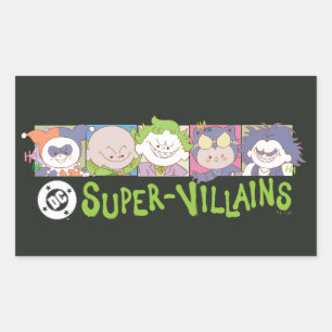 Adesivo Retangular Linha de Desenhos Animados dos Super-Vilões da DC