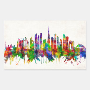 Adesivo Retangular Linha Skyline dos Emirados Árabes Unidos do Dubai