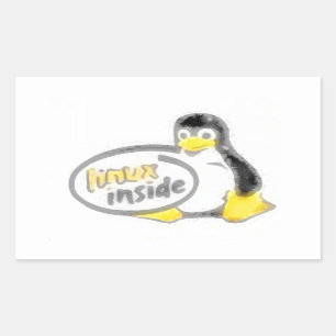 Adesivo Retangular LINUX DENTRO de Tux o logotipo do pinguim de Linux