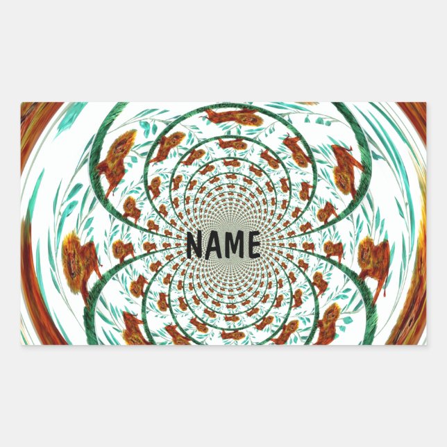 Adesivo Retangular Lions Wildlife Kaleidescope Padrão (Frente)