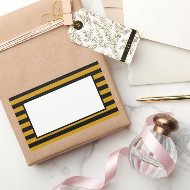 Adesivo Retangular Listras castanhas, pretas e brancas (Presentear)