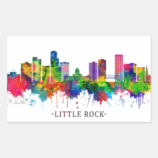 Adesivo Retangular Little Rock Skyline (Frente)