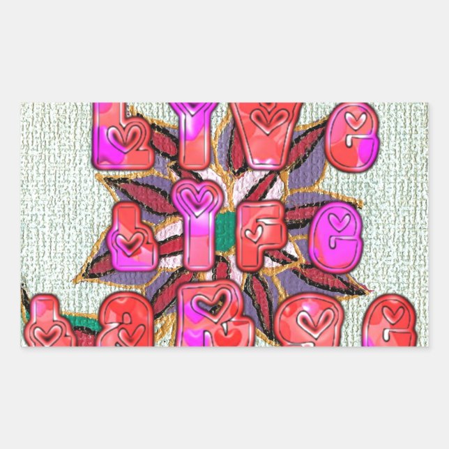Adesivo Retangular "Live Life Large", Impressão de Arte (Frente)