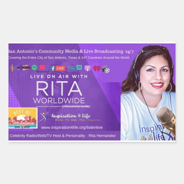 Adesivo Retangular Live On Air Com Rita Sticker (Frente)