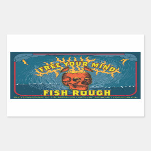 Adesivo Retangular Livre sua mente! Pesque áspero! (folha de 4