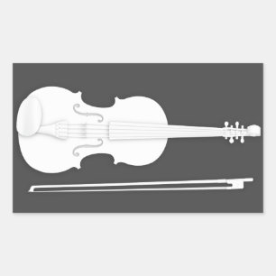 Adesivo Retangular Livro Branco Violino e Arco sobre o carvão