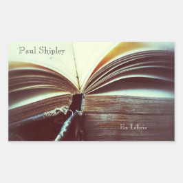 Adesivo Retangular Livro de vinhetas aberto ex libris