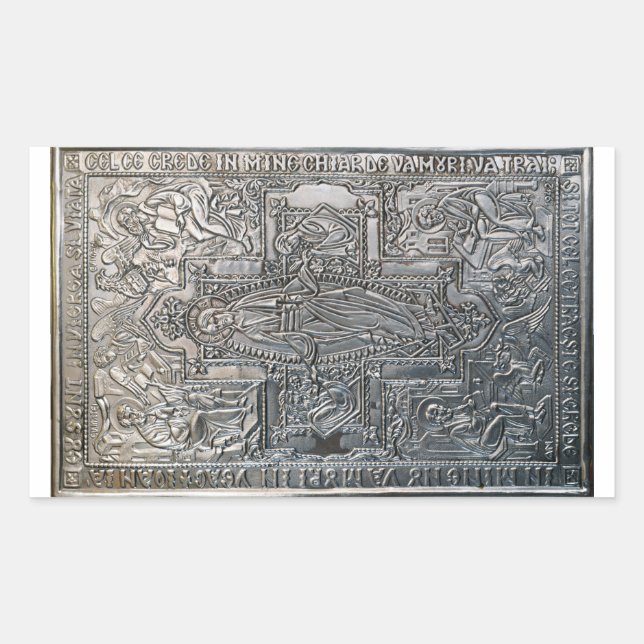 Adesivo Retangular livro religioso ortodoxo prateado co de decoração  (Frente)