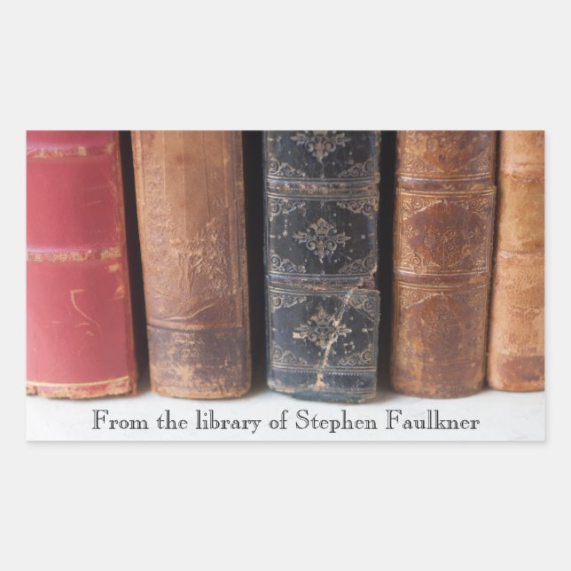 Adesivo Retangular Livros antigos em fila (Frente)