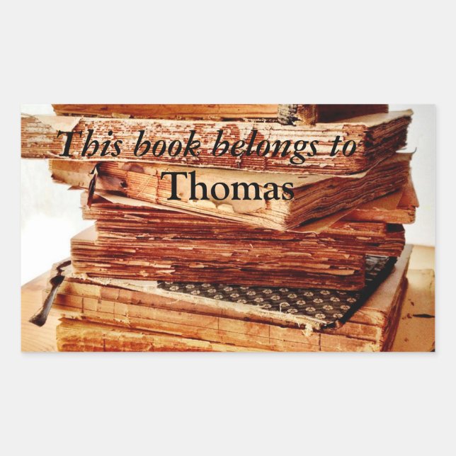 Adesivo Retangular livros antigos num autocolante (Frente)