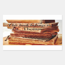 Adesivo Retangular livros antigos num autocolante