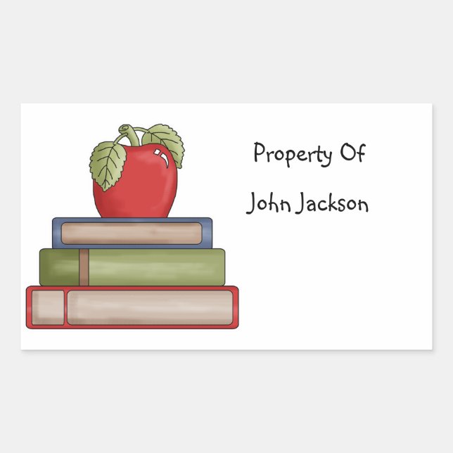 Adesivo Retangular Livros Escolares Propriedade Do Sticker (Frente)