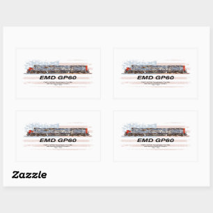 Adesivo Retangular Locomotiva diesel EMD GP60 e bandeira americana